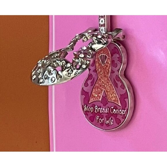 Hard Rock Cafe Pinktober Guitar Pin 2008 Hinged Front Breast Cancer Awareness - Picture 5 of 5